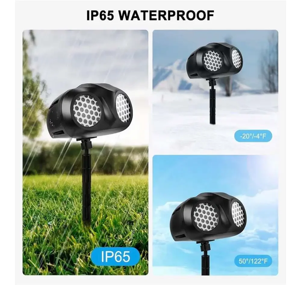 Dual-Head Christmas Snowflake Projector Lights Outdoor, IP65 Waterproof LED Snow